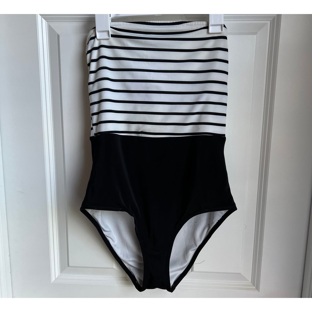 Victoria’s Secret Black and White Striped One Piece Swimsuit